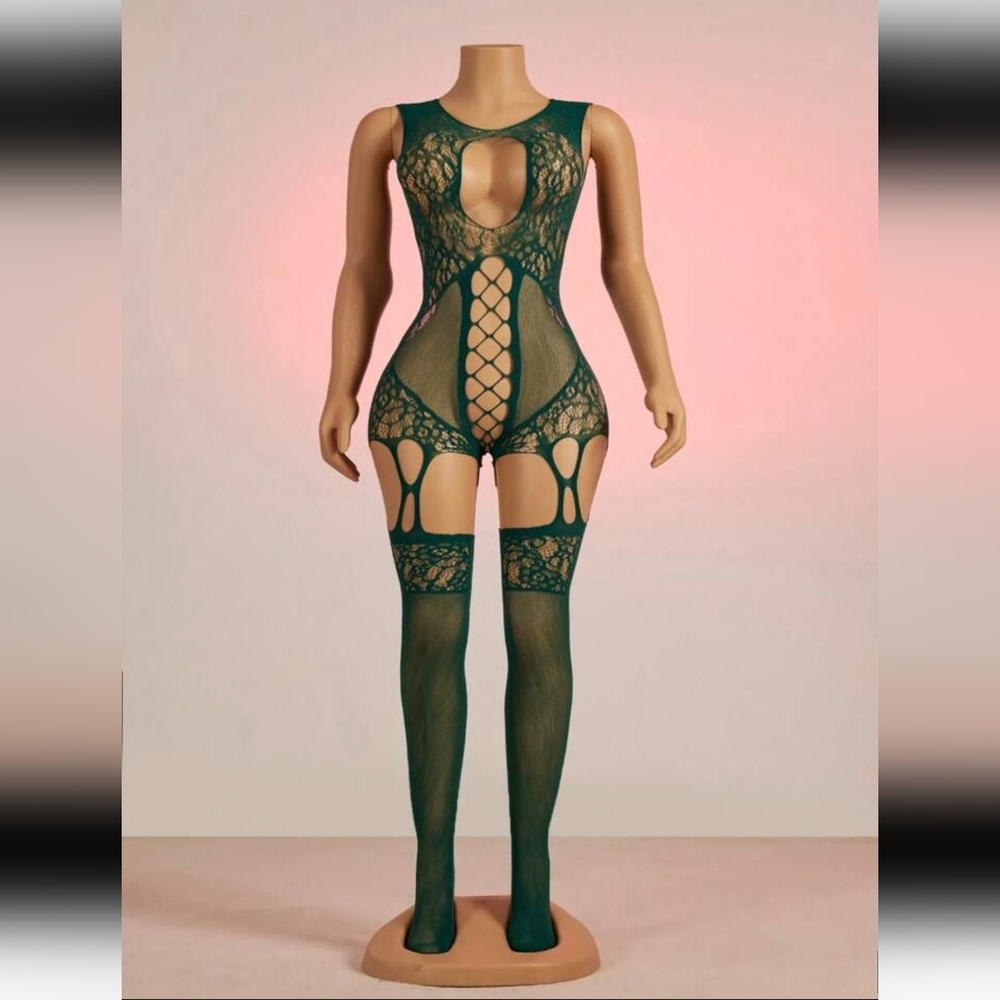 Elegant Green Lace Bodysuit - Picture 5 of 5